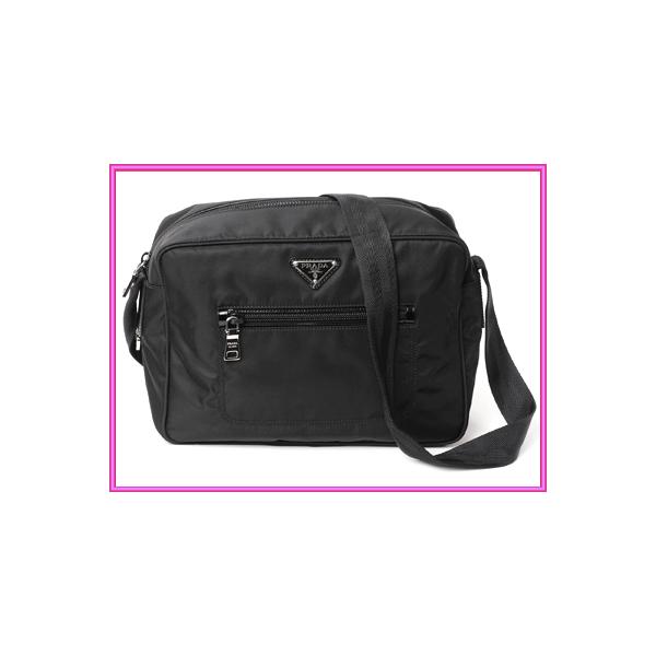 PRADA プラダ ブラック メッセンジャーバッグ PRADA（プラダ） BT0717 NERO TESSUTO+CALF ロゴプレート付き黒
