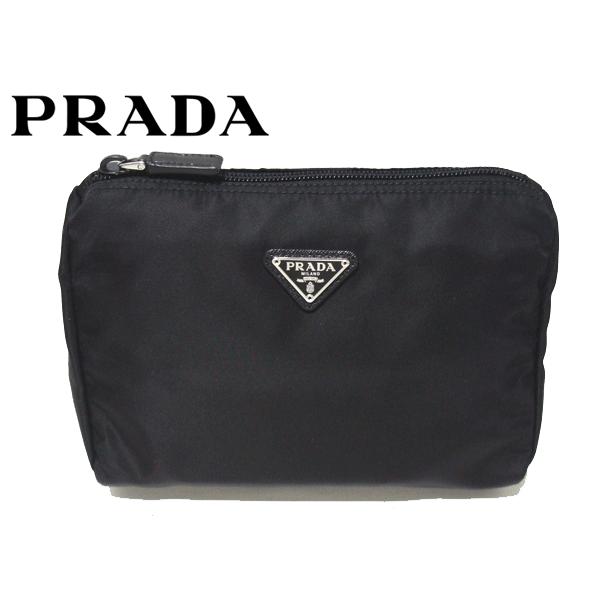 プラダ ポーチ PRADA 1NA011 NERO TESSUTO ロゴプレート付き ブラック