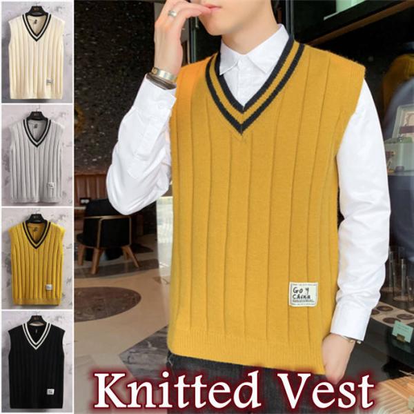 ニット?ベスト プルオーバー タンクトップ メンズノースリーブ