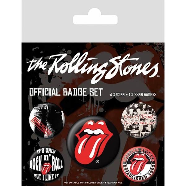 (ローリング・ストーンズ) The Rolling Stones オフィシャル商品 Classic バッジ セット (5個組) BS2278 (レッド/ホワイト/
