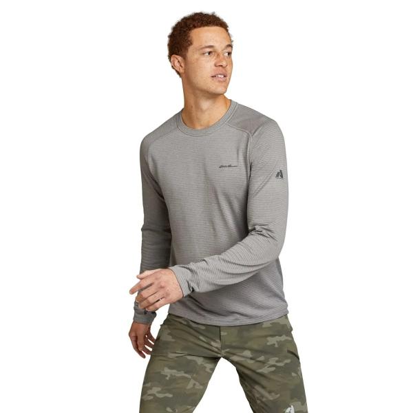 (エディー・バウアー) Eddie Bauer メンズ High Route シャツ グリッド エアー フリース 長袖 トップス EB325 (アッシュ