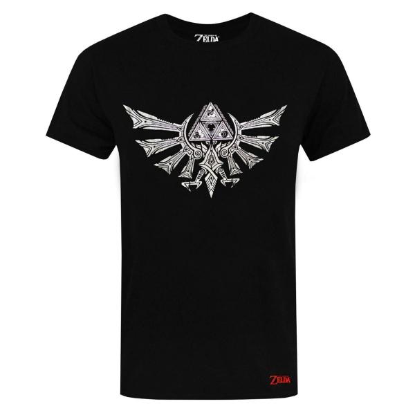 (ゼルダの伝説) The Legend Of Zelda オフィシャル商品 メンズ ロゴ Tシャツ 半袖 カットソー トップス NS5615 (ブラッ