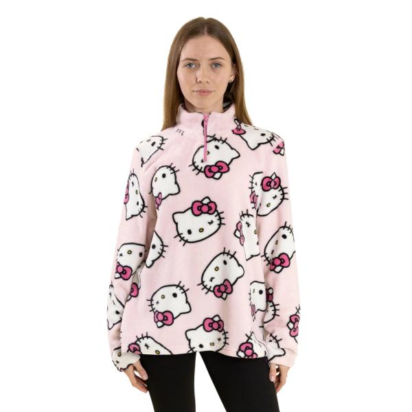 (ハローキティ) Hello Kitty オフィシャル商品 レディース Faces フリース 長袖 アウター NS9852 (ピンク)