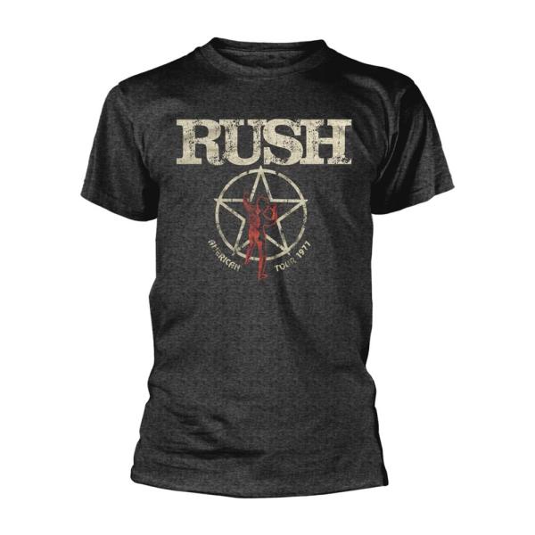 (ラッシュ) Rush オフィシャル商品 ユニセックス American Tour 1977 Tシャツ 半袖 トップス PH591 (ブラック)