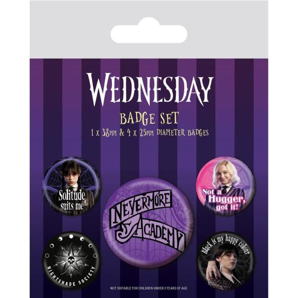(ウェンズデー) Wednesday オフィシャル商品 Nevermore バッジ セット (5個組) PM10705 (パープル/ブラック/ピンク)