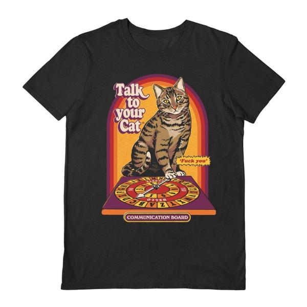 (スティーブン・ローズ) Steven Rhodes オフィシャル商品 ユニセックス Talk To Your Cat Tシャツ 半袖 トップス PM9175 (