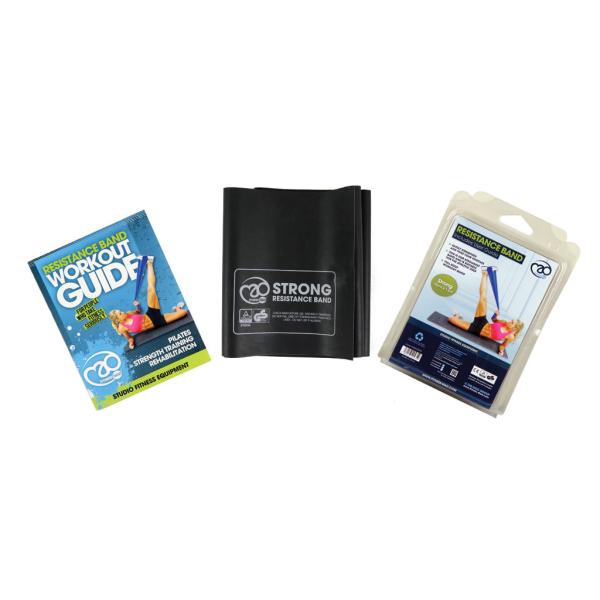 ガイドブックつき(英語)。素材: ラテックス。L: 150cm。W: 15cm。高強度。ストレッチ、ピラティス、筋トレに。