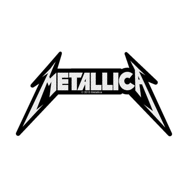 (メタリカ) Metallica オフィシャル商品 ロゴ ワッペン シェイプ パッチ RO1082 (ホワイト/ブラック)
