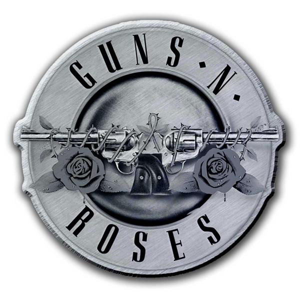 (ガンズ・アンド・ローゼズ) GuNs N Roses オフィシャル商品 ブレット ロゴ バッジ RO1306 (グレー/ブラック)