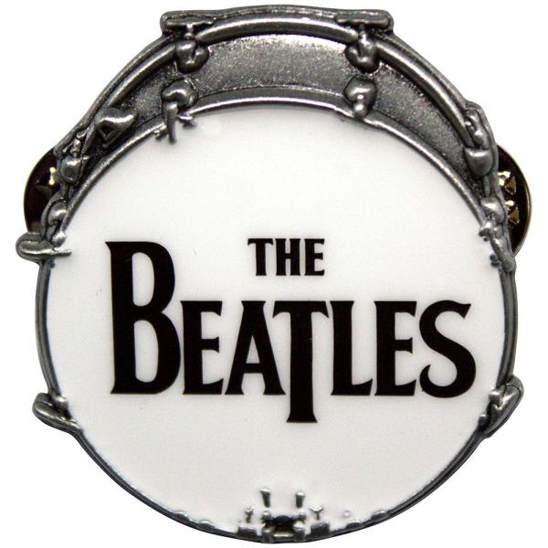 (ビートルズ) The Beatles オフィシャル商品 Drop T ドラム バッジ RO13944 (ホワイト/ブラック/グレー)