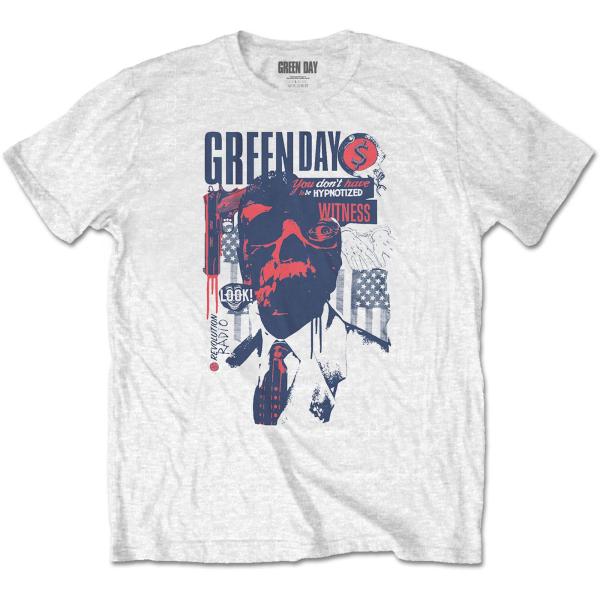 (グリーン・デイ) Green Day オフィシャル商品 ユニセックス Patriot Witness Tシャツ 半袖 トップス RO2131 (ホワイト)