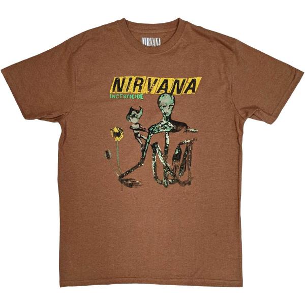 (ニルヴァーナ) Nirvana オフィシャル商品 ユニセックス Incesticide Tシャツ アルバム 半袖 トップス RO5757 (ブラウン
