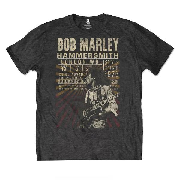 (ボブ・マーリー) Bob Marley オフィシャル商品 ユニセックス Hammersmith 76 Tシャツ コットン 半袖 トップス RO6972 (ブ