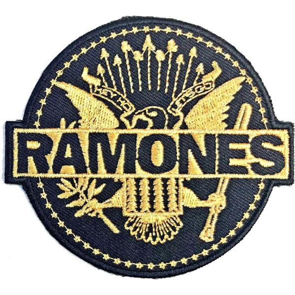 (ラモーンズ) Ramones オフィシャル商品 Woven Seal ワッペン アイロン接着タイプ パッチ RO9012 (ゴールド/ブラック)