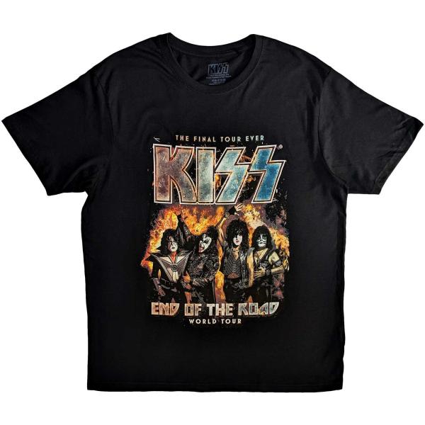 (キッス) Kiss オフィシャル商品 ユニセックス End Of The Road Final Tour Tシャツ 半袖 トップス RO9363 (ブラック)