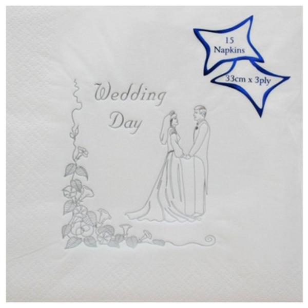 紙ナプキン15枚セット。ウェディングのデザイン。3枚重ね。サイズ: 33cm。NPK Napkins Ltd。