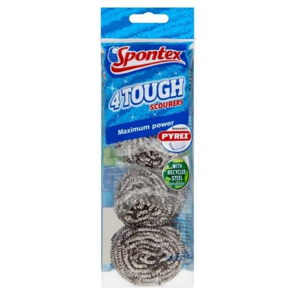 (スポンテックス) Spontex タフ たわし 金だわし キッチン雑貨 シンク 台所用品 クリーニング (4個組) ST2068 (シル