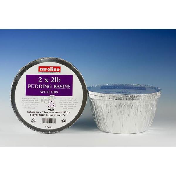 (キャロライン) Caroline 蓋つき フォイル フードコンテナ 食品用 容器 932ml / 2lb / 155 x 72mm (2枚組) WI1677 (ワンカラ