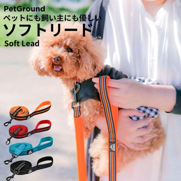 犬 リード おしゃれ ソフトリード 犬用リード 軽量 メッシュ 夜間 反射 光る 子犬 パピー 小型犬 中型犬 送料無料 PetGround