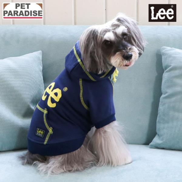 Lee（リー） 犬 服 春 ステッチ パーカー 小型犬 | ネイビー ブランド