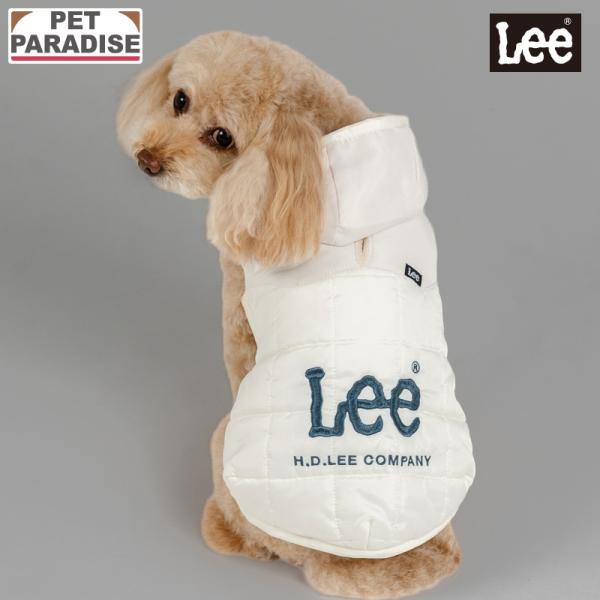 P5倍 犬服 冬 Ｌｅｅ 綿入れベスト 小型犬 ホワイト | 犬の服 ドッグウェア ブランド カジュアル おしゃれ かっこいい スクエアキルティング