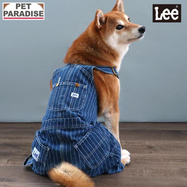 アトリエgg ストライプ オーバーオール 犬服 Lee（リー） 犬 服 秋 ストライプ オーバーオール 中型犬 | つなぎ