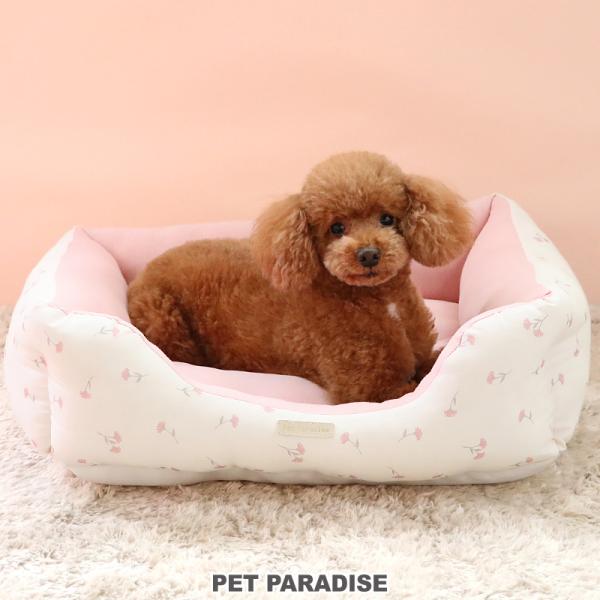 クレートカバーМ　花と猫ピンク系 リボン付き猫首輪【ピンク×Pastel Garden ピンク】（シルバー