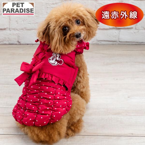 Disney（ディズニー） ミニーマウス 犬 服 冬 襟付き 綿入 ベスト 小型