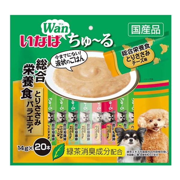 他サイト： いなばペット 犬用ちゅ〜る 総合栄養食 とりささみバラエティ 14g×20本（ドッグフード ウェット）の商品画像