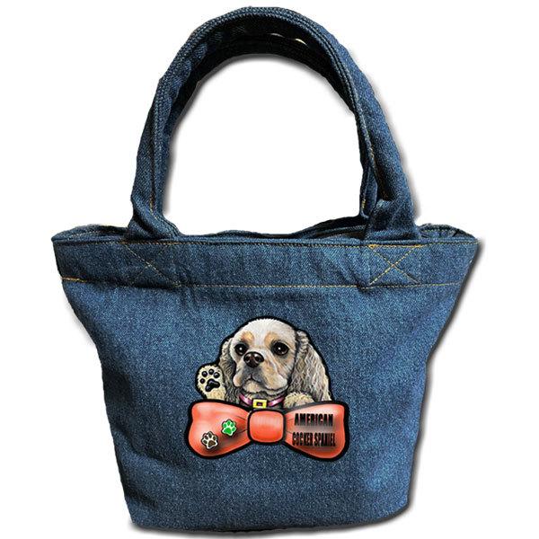 お散歩バッグ アメリカンコッカースパニエル3 デニムバッグ/犬 トート