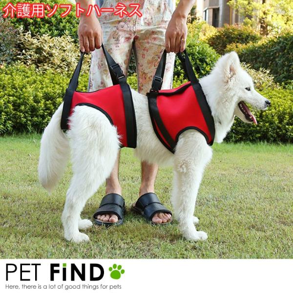 介護用ハーネス 中型犬 赤と紺のストライプ petfind_crma-1280