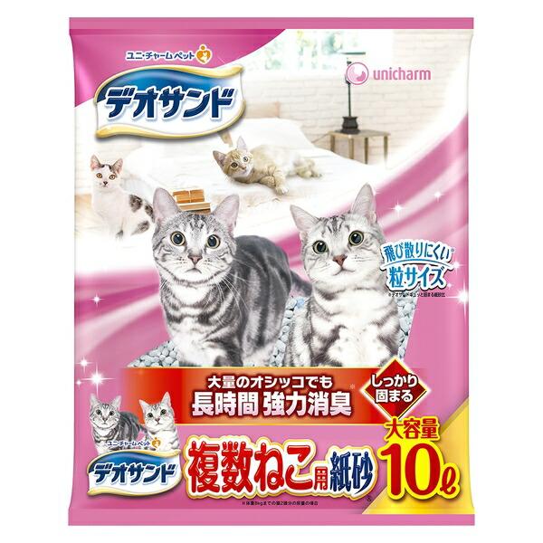 ◇ユニ・チャーム(unicharm) デオサンド 複数ねこ用 紙砂 10L : ペット