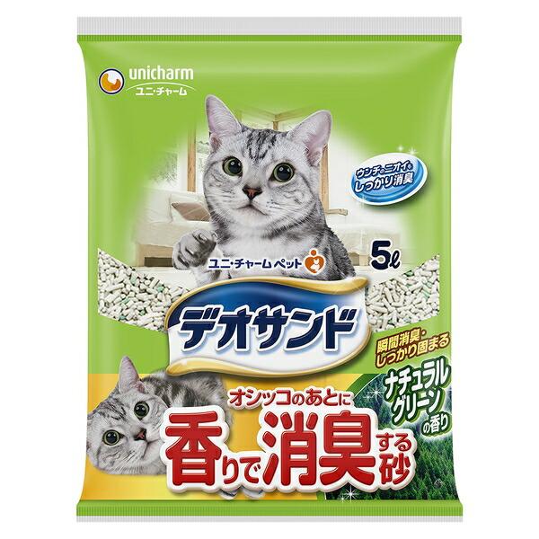 ◇ユニ・チャーム(unicharm) デオサンド オシッコのあとに香りで消臭する砂 ナチュラルグリーンの香り 5L