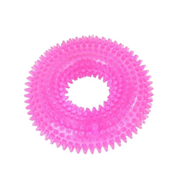 ほどよい硬さでワンちゃんが噛み噛みしても壊れにくく、お散歩やドッグランでも遊びやすいおもちゃです！弾力性がありバウンドしますので、一生懸命追いかけるようになります。表面がトゲトゲ（イボイボ）のような形状をしているので、この触感がたまらないみ...