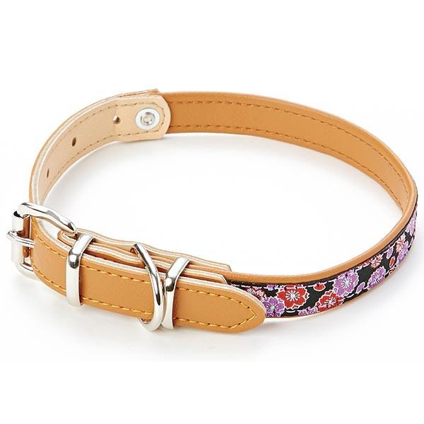 犬 首輪 カラー ペティオ 犬雅 桜と菊 M ブラック 合皮 レザー ブルテリア ボーダーコリー 中型犬 国産 Petio W Petio Online Shop ヤフー店 通販 Yahoo ショッピング