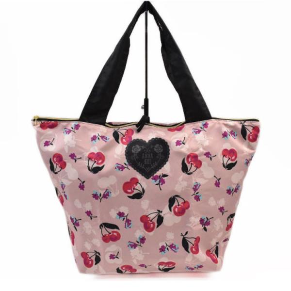アナスイ エコバッグ トートバッグ ポーチ付 レディース ブランド ANNA SUI チェリー ピンク ベージュ