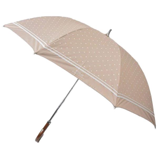 ポロ ラルフローレン 日傘 レディース ブランド ドット ロゴ ライトベージュ ホワイト 47cm 女性 婦人 UV 晴雨兼用 遮光 遮熱
