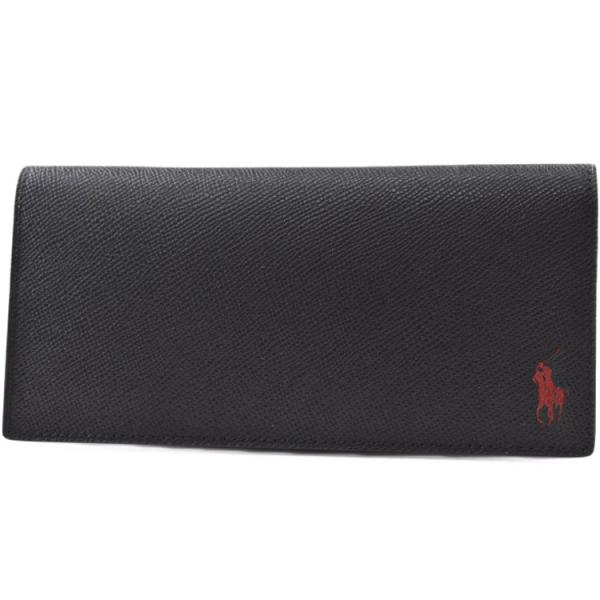 ポロ ラルフローレン 長財布 財布 メンズ ブランド POLO Ralph Lauren コントラストレザー 箱付 黒