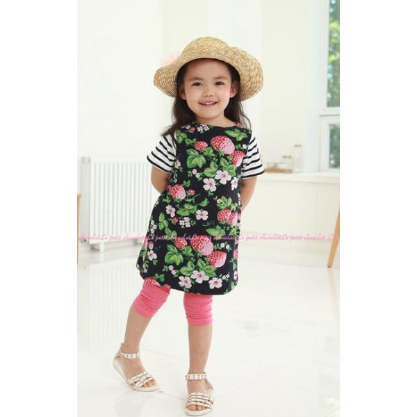 GREEN TOMATO グリーントマト 花柄 ボーダー チュニック ワンピース