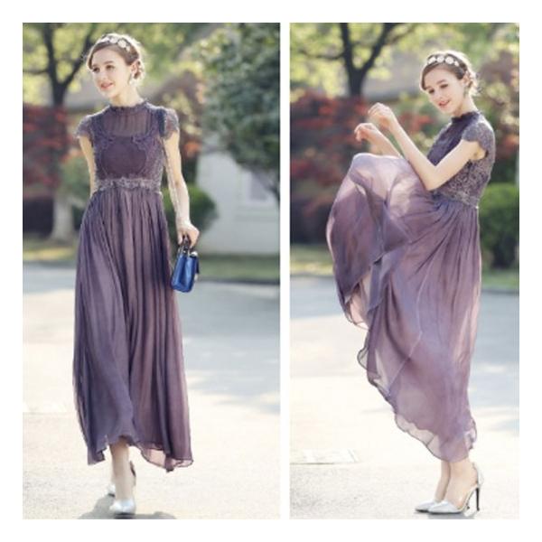 ワンピース ドレス シフォン 紫 パープル ロング ミモレ丈 ハイネック キャップスリーブ パフスリーブ 半袖 個性的 レトロ かわいい 代 30代 40代 Buyee Buyee 일본 통신 판매 상품 옥션의 대리 입찰 대리 구매 서비스