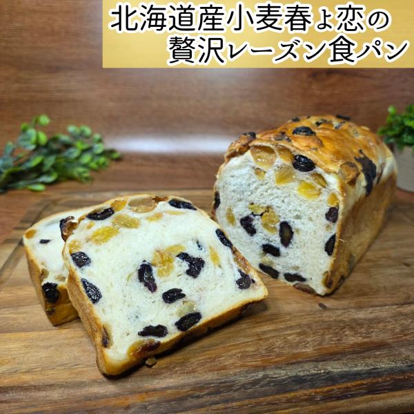 北海道産小麦春よ恋の贅沢レーズン食パン　1斤　リッチなレーズン食パン　手作りパン　焼きたてパン　手捏ねパン　国産素材