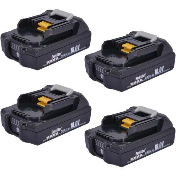 Enelife マキタ 互換 バッテリー 18V シリーズ 3000mAh 日本メーカー保証 残量表示機能 5億円製造物責任保険付 (BL830B/T_改良版・四個セット)