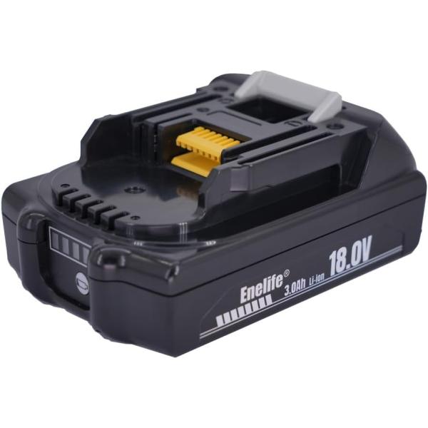 Enelife マキタ 互換 バッテリー 18V シリーズ 3000mAh 長寿命電池搭載 日本メーカー保証 残量表示機能 5億円製造物責任保険付 (BL1830B/T_改良版・単品)