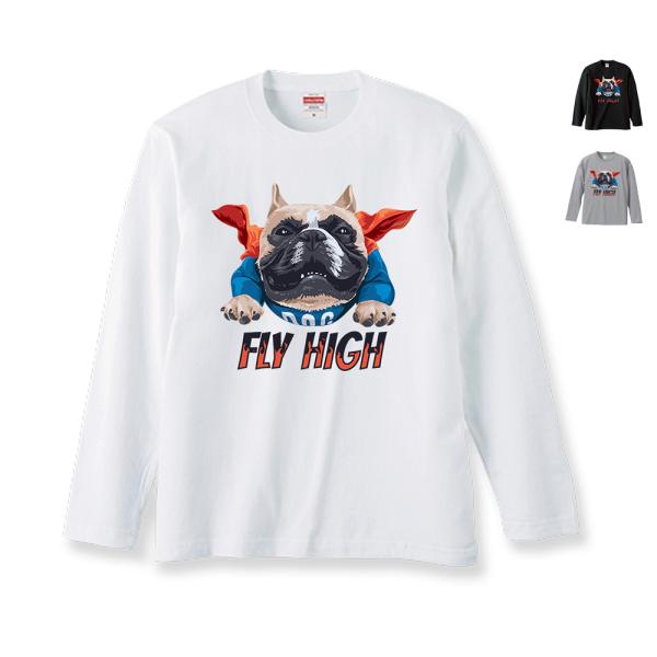 Tシャツ メンズ ロングスリーブ 犬柄 フレンチブルドッグ 面白 クルー