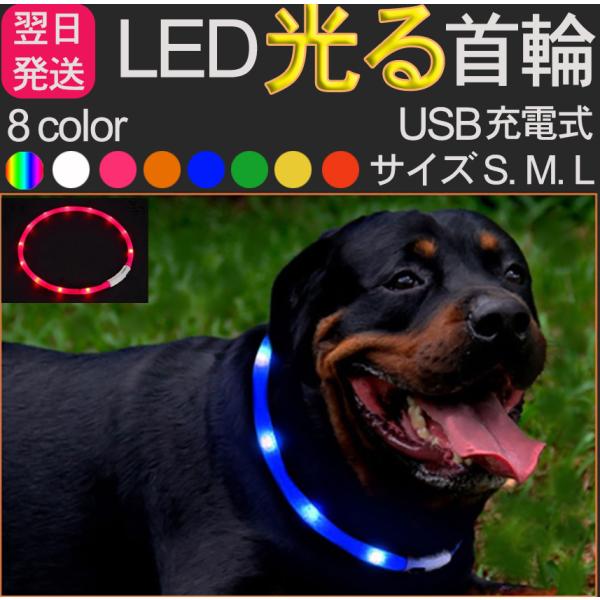 夜のお散歩も安心長さの微調整の微調整も簡単♪　首のサイズに合わせてハサミでカットするだけ※ハサミ のシールがついている側を外してカットしてくださいUSB充電だから電池の交換の必要がありません３０分でフル充電 ※充電中は消灯してください最長３...