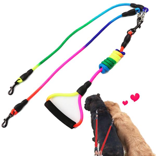 犬 リード 2頭引き ダブルリード ハーネス 2匹用 同輪 小型犬 中型犬 大型犬