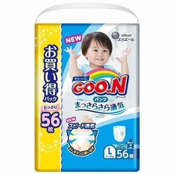 GOO.N おむつ グーン パンツ L (9〜14kg) 56枚 男の子 まっさらさら