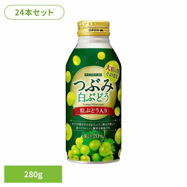他サイト： ぶどう 粒 つぶみ サンガリア 飲料 ソフトドリンク つぶ ジュース つぶみ白ぶどう380g×24本の商品画像