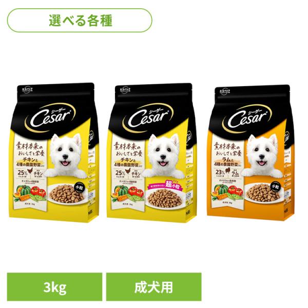 他サイト： ドッグフード Cesar シーザードライ 成犬用 4種の農園野菜入り 3kg CSR11 マースジャパンリミテッドの商品画像