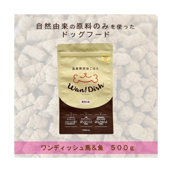 【売上の一部が保護犬へ】オーシーファーム ワンディッシュ 馬ｘ魚 500g 国産 ドッグフード ノンオイルコーティング グルテンフリー ドライ ＷＡＮ！ＤＩＳＨ！